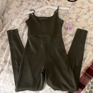 Ribbed olive green one piece, never worn still has og tags and hanger